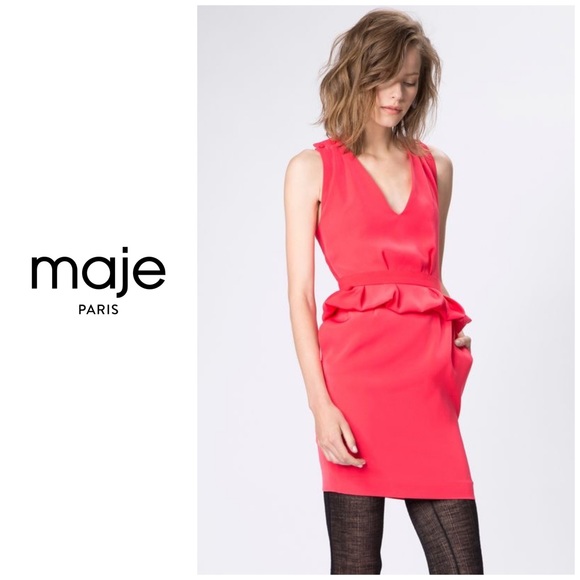 Maje Dresses & Skirts - NWT Maje Paris Framboise Red Peplum Sheath Dress